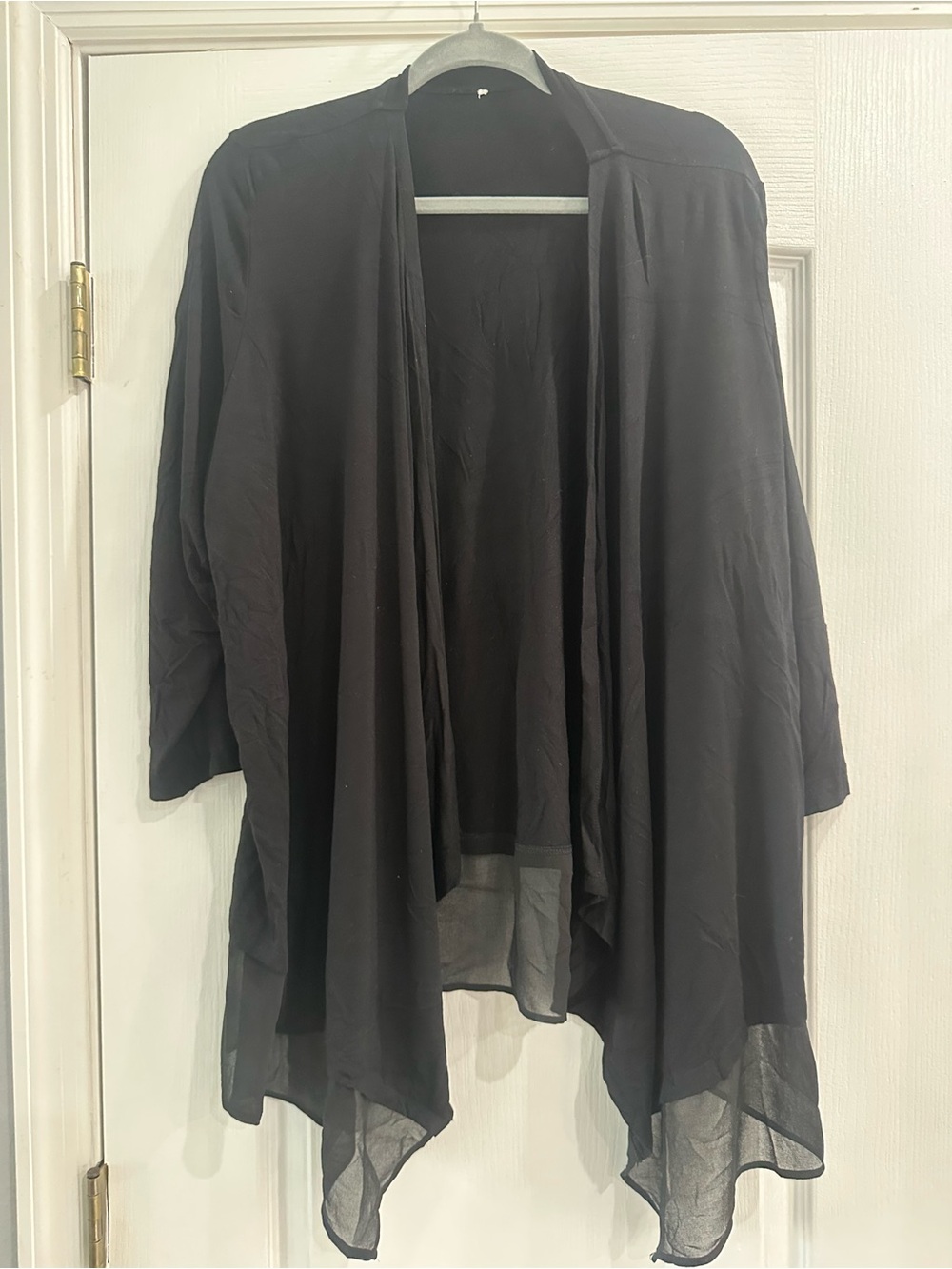 Black Open-Front Draped Women's Cardigan